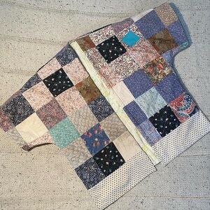 Patchwork handmade kimono jacket one of a kind in pastel rainbow